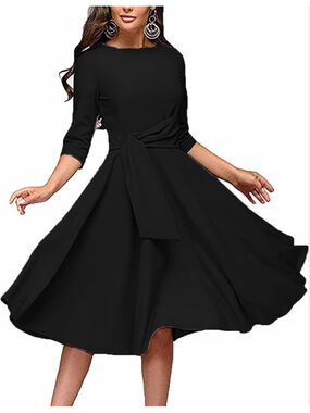 NEW Black Formal Wedding Guest Career Elegant Dress XL